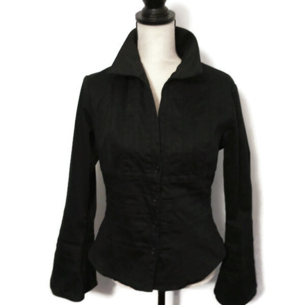 Spiegel Black Fit & Flare Tuxedo Blazer Top 10